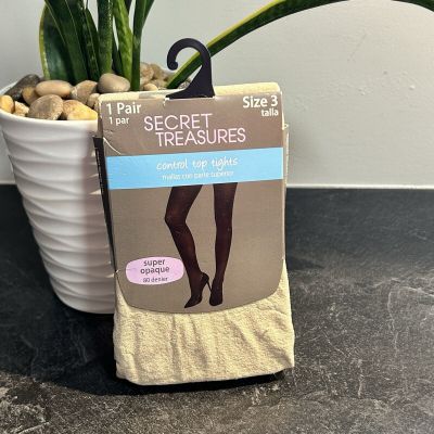 Secret Treasures 80 Denier Ladies Super Opaque Nude Fashion Tights SZ 3